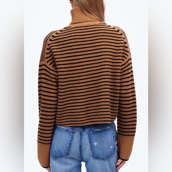 Madewell Striped Wool Waffle Turtleneck Sweater Size M - Picture 5 of 6